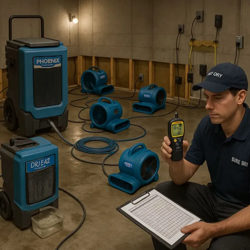Structural Drying and Dehumidification process in Fort Hood, TX